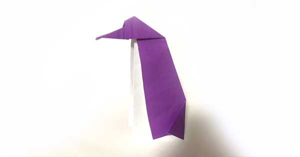 ペンギン折り紙の折り方 子供でもハサミで簡単にできる折り紙 切り絵aif