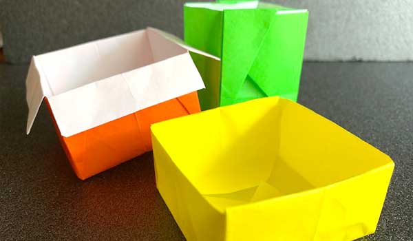 折り紙で箱の折り方 簡単 かわいい 便利な入れ物 子供でもハサミで簡単にできる折り紙 切り絵aif
