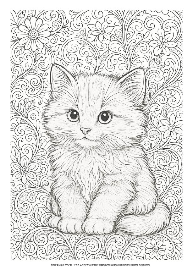 猫の大人の塗り絵