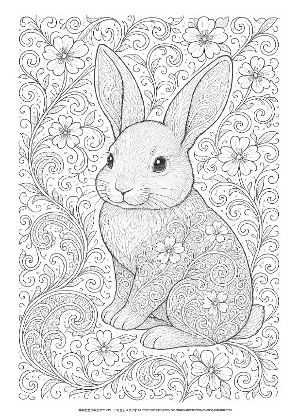 ウサギの大人の塗り絵