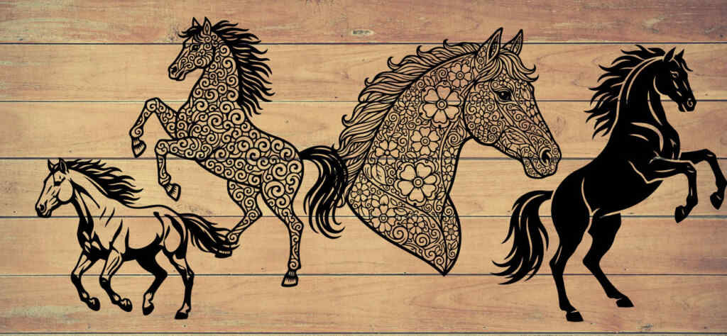 馬の切り絵型紙まとめ|無料で使える30種類・印刷してすぐ作れる